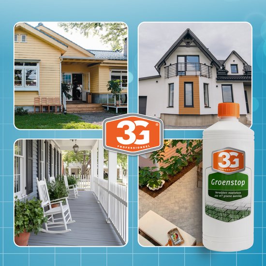 3x 3G Professioneel Groene Aanslag Verwijderaar 1 liter - Groene Aanslag Reiniger - Terras Reiniger - Mos Verwijderaar - Terras Schoonmaken - 3-pack - Oprit Reiniger — afbeelding 2