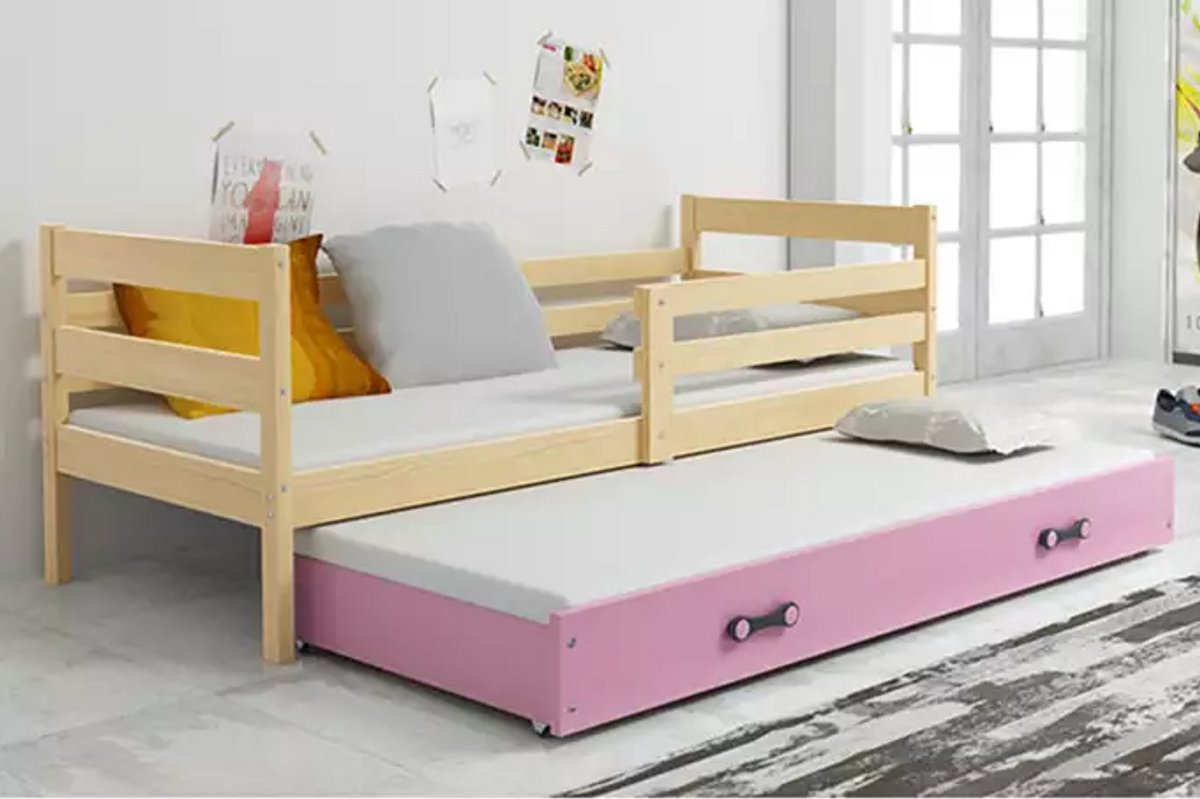 BMS - Extendable Youth Bed - 90x200 cm - Jongens en Meisjes - Pine/Pink