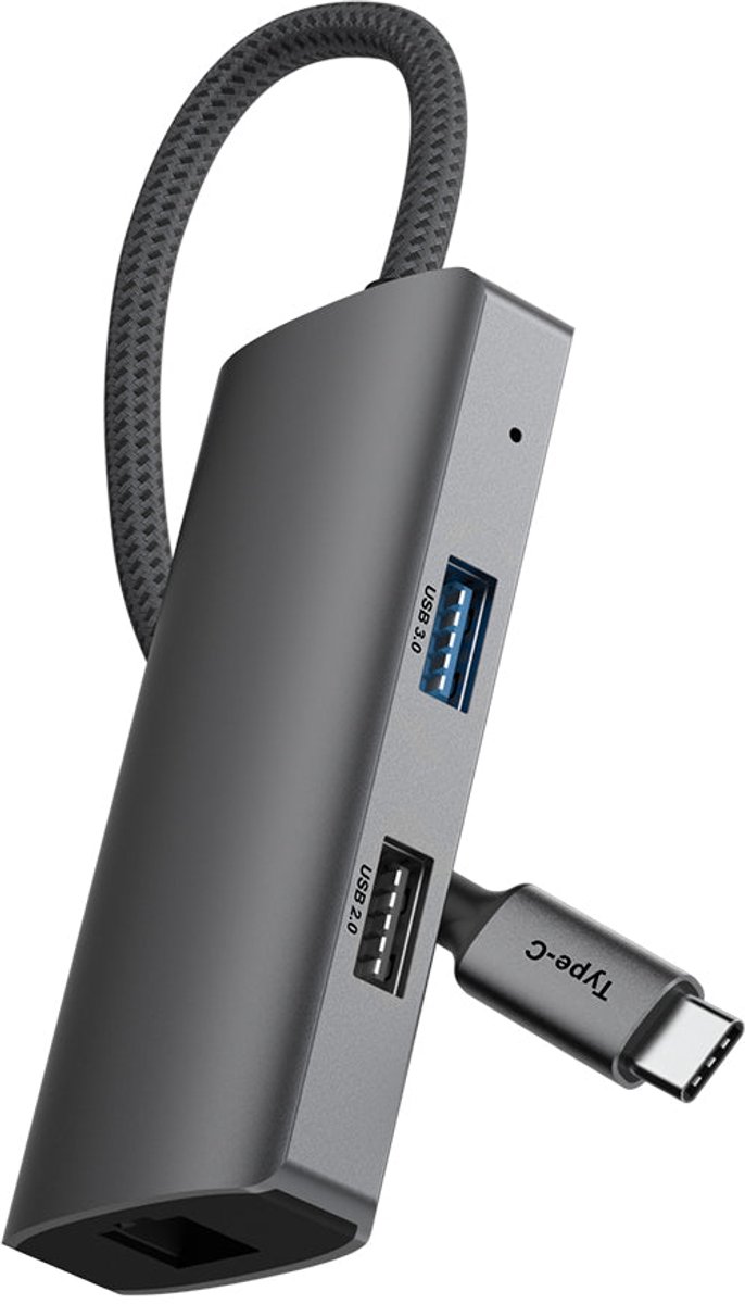 Rixus RXHU07 USB-C To Ethernet HDMI Adaptor With Docking Station Grey