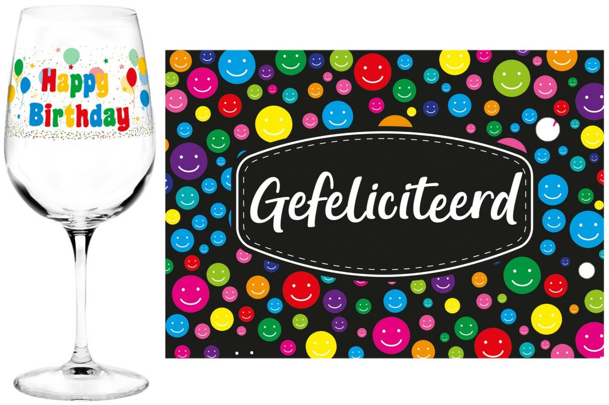 Happy Birthday cadeau glas 65 jaar - verjaardag - en Gefeliciteerd kaart