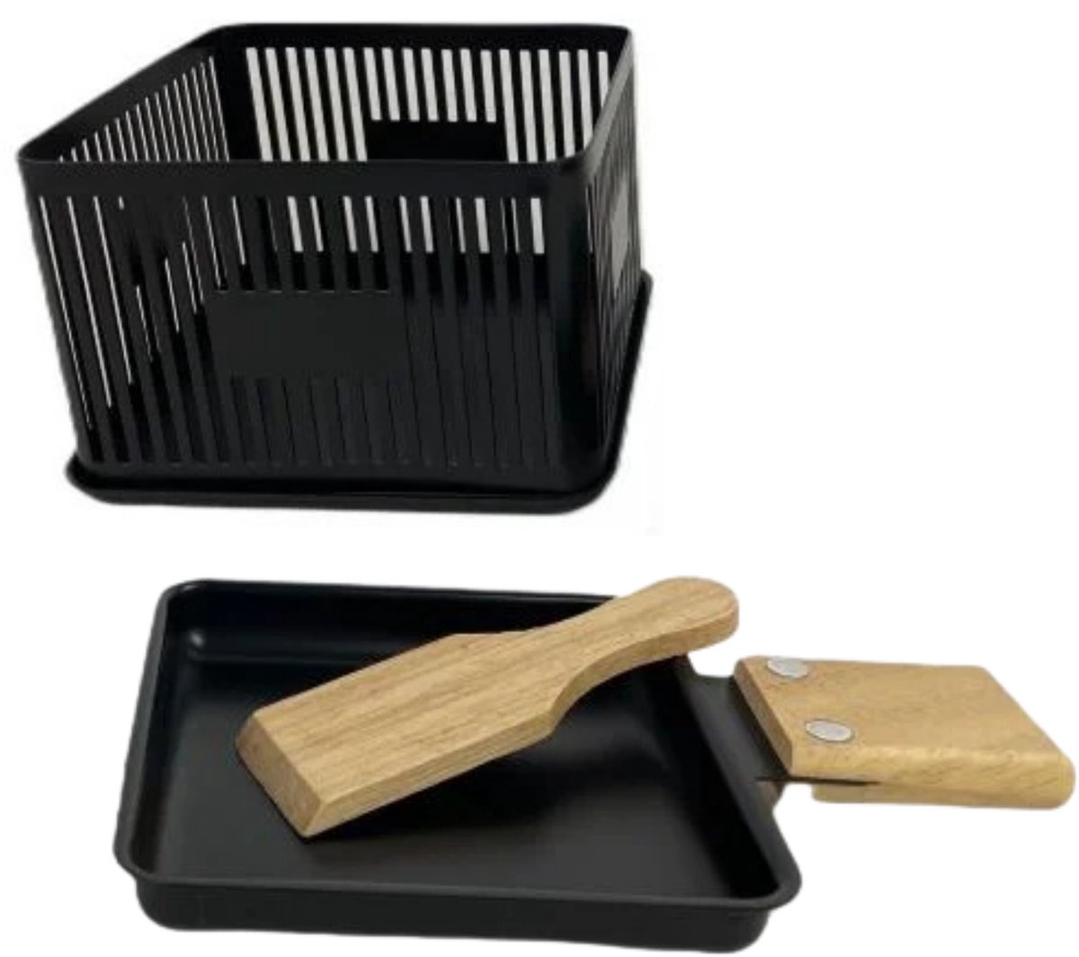 Lomera Raclette voor Kaas - Mini Raclette - Kaas Smelten - Compact Formaat - 1 Persoon - Houten Spateltje - Waxinelichtje - Tafel Raclette - Gebruik met Waxinelichtje - Raclette Apparaat - Raclette Set