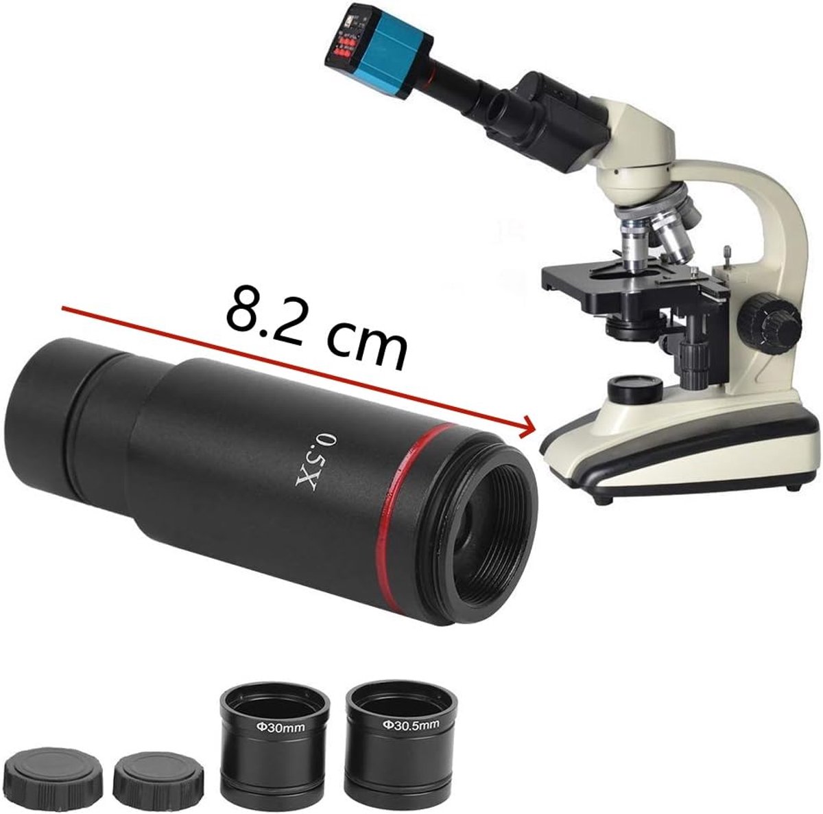 0,5x keer C-mount microscoopcamera-adapter, voor CCD-interface krimplens