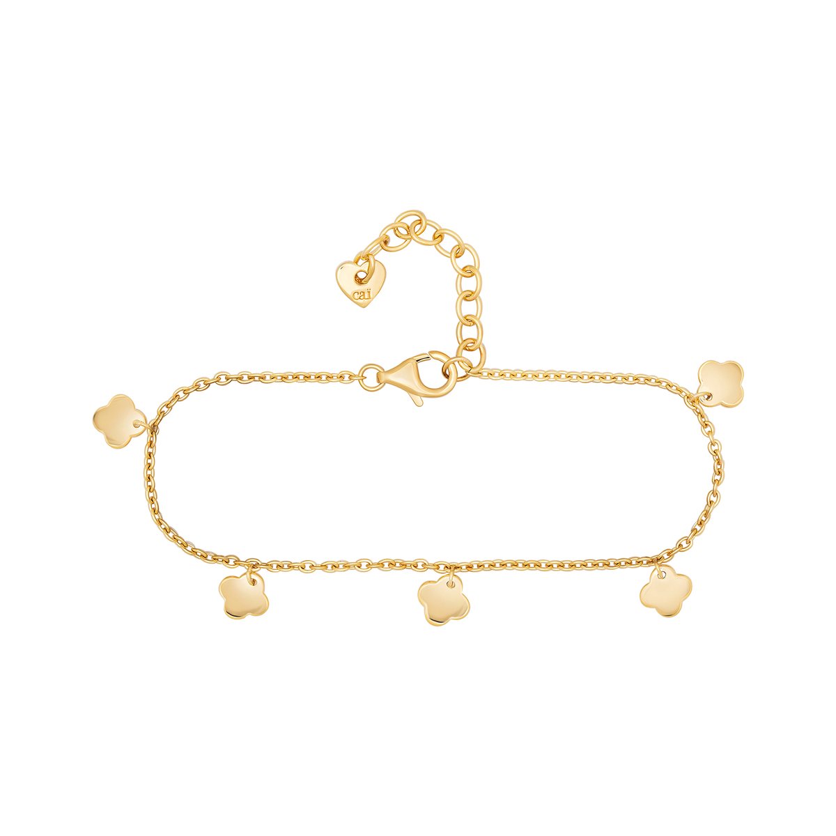 cai Fußkette 925 Sterling Silber gelb vergoldet Anhänger Clover Kleeblatt