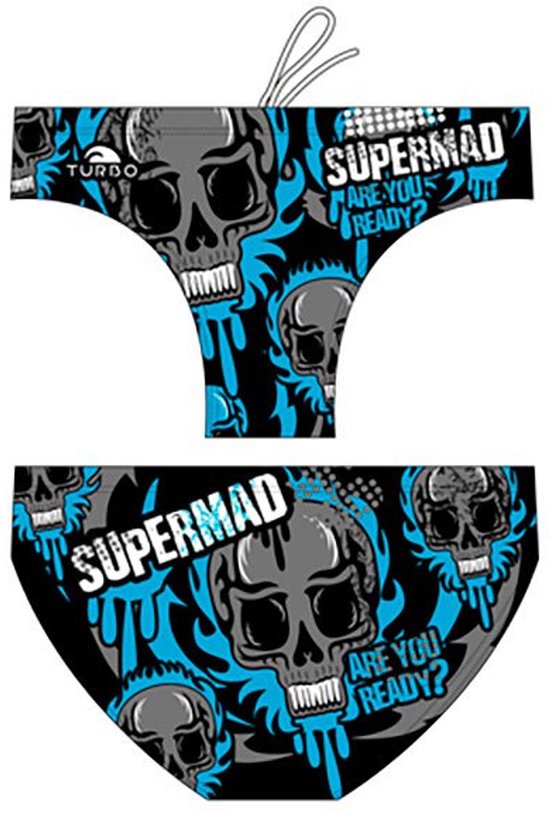 Slip de bain Turbo Supermad Blauw, Zwart M Homme