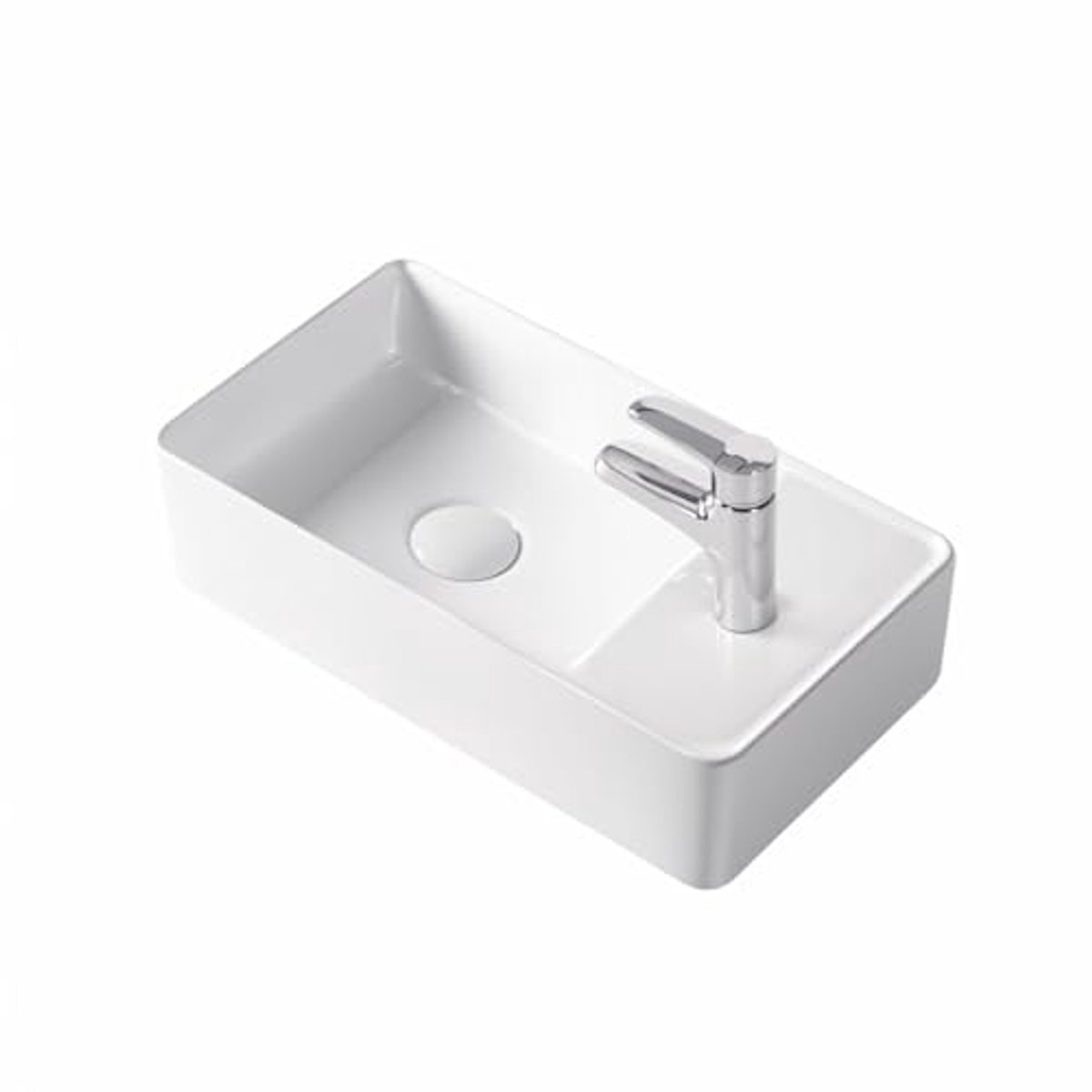 Gastentoilet keramische wastafel voor wandmontage of opzetwastafel - 46 x 25 cm