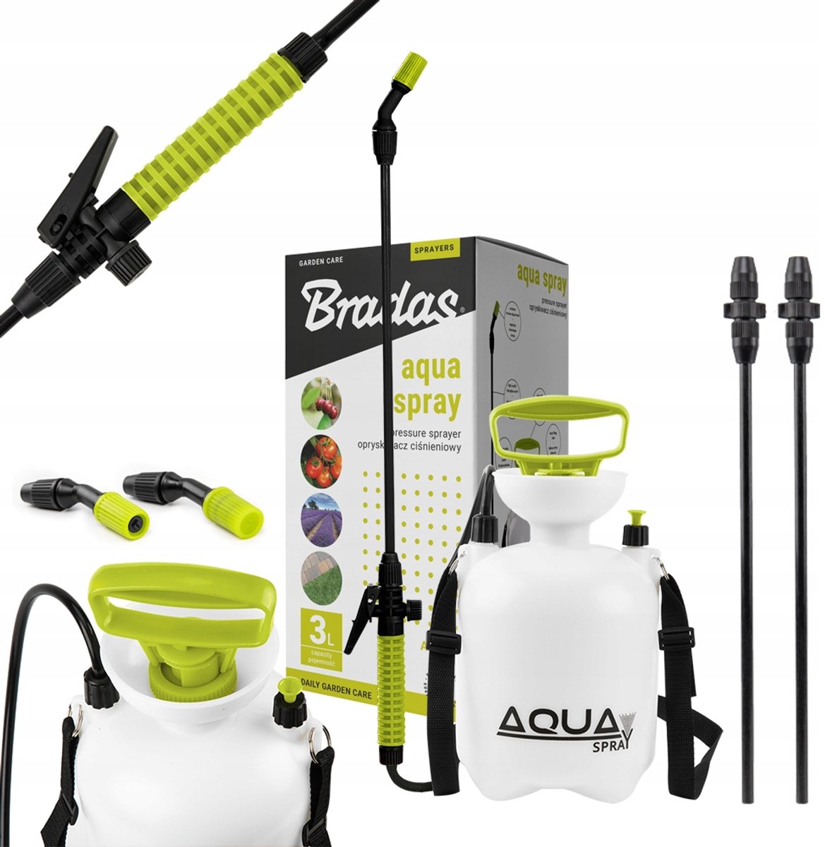 Bradas Drukspuit 3L met Verstelbare Lans (54-117cm) en Dubbele Spuitmond