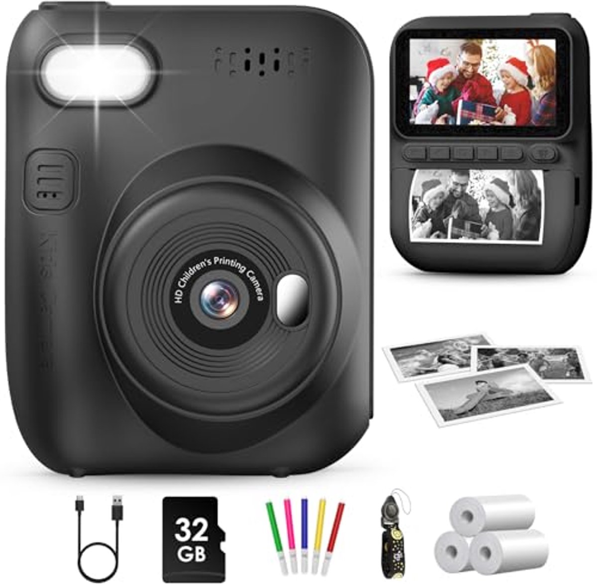 Instant kindercamera 3,0 inch - 14 MP digitale camera voor kinderen 3-12 jaar, inclusief 32 GB kaart