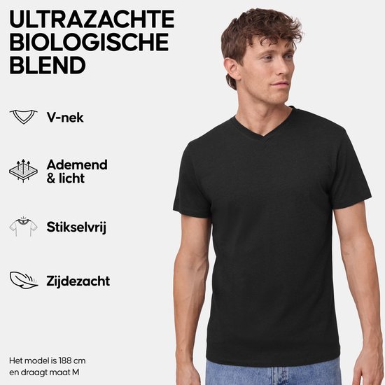 T-Shirt DANISH ENDURANCE pour Homme - Col V- Wit et Zwart - Lot de 2 - L