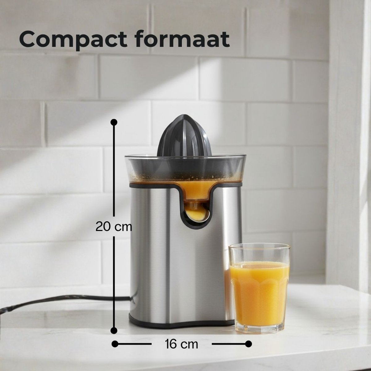 CoolHome Citruspers - Elektrische Sinaasappelpers en Citroenpers - Met uitloop en druppelstop - Compact & Stil- Rvs thumbnail 5