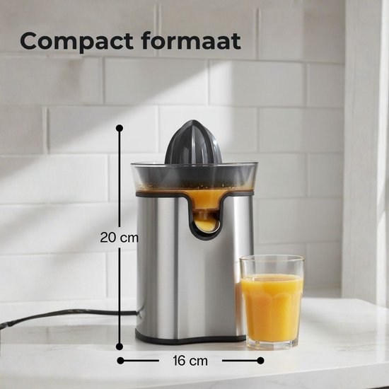 CoolHome Citruspers - Elektrische Sinaasappelpers en Citroenpers - Met uitloop en druppelstop - Compact & Stil- Rvs van Merkloos — afbeelding 5
