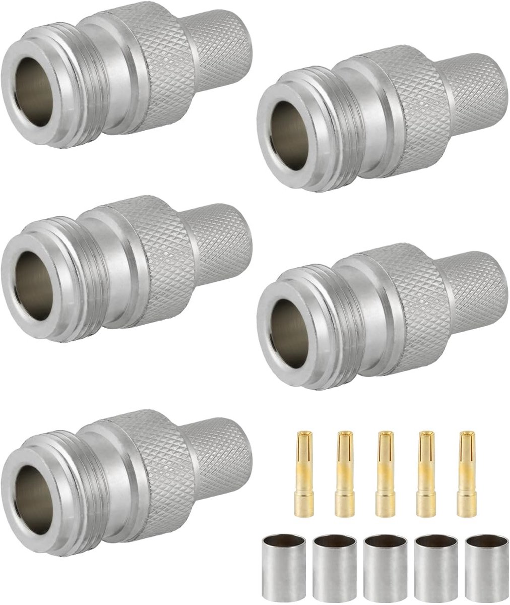 5PCS N Vrouwelijke Connectoren 50 ohm N Vrouwelijke Krimp RF Coaxiale Connector N Jack Adapter voor VLMR400 Belden 9913 RG8 RF Coaxiale Kabel