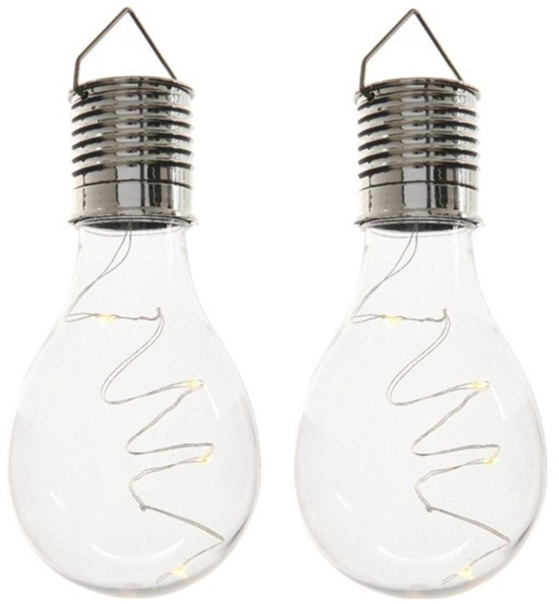 2x Buiten/tuin LED lampbolletjes/peertjes solar verlichting 14 cm - Tuinverlichting - Tuinlampen - Solarlampen op zonne-energie