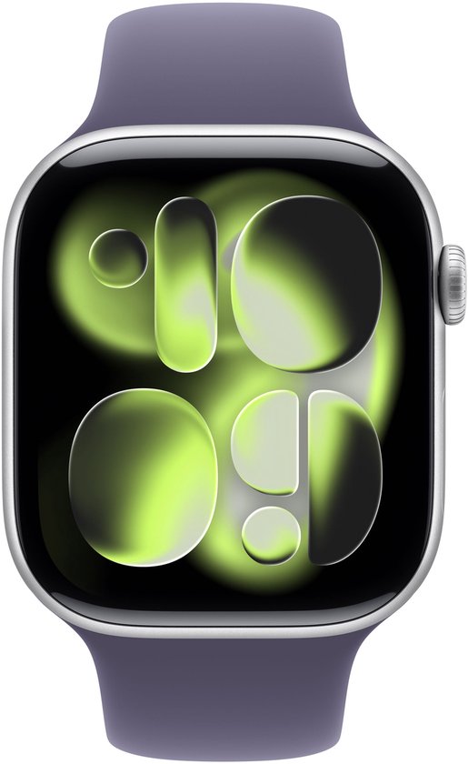 Apple Watch 11 - Wifi - 46mm - Zilverkleurig Aluminium Case with Purple Fog Sport Band - M/L