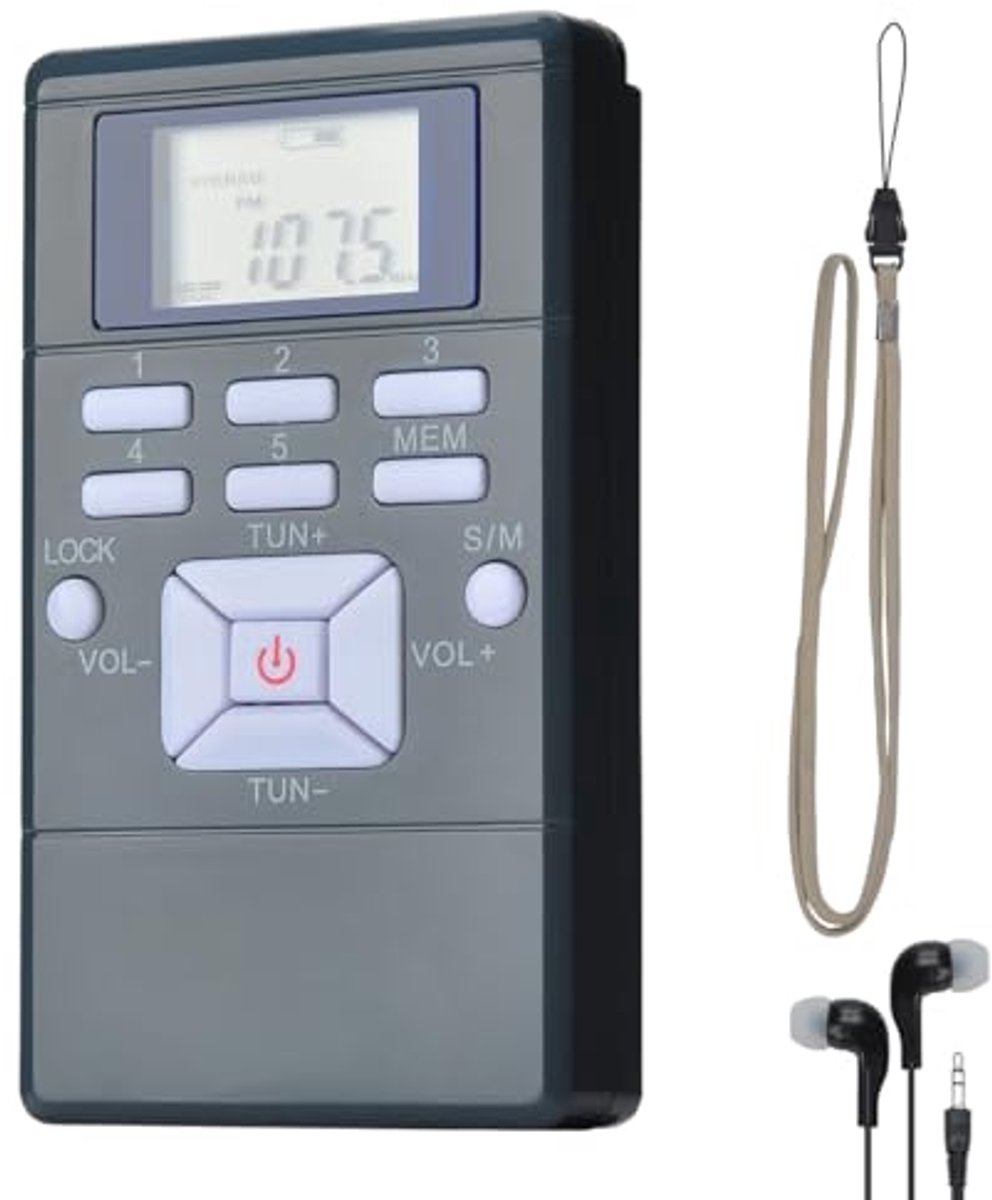 Draagbare FM Stereo Radio voor Wandelen en Joggen - Mini Pocket Digitale Tuner