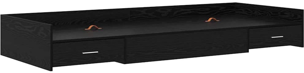 vidaXL - Bedframe - met - hoofdeinde - Zwart - Eiken - 80 - x - 200 - cm - Bewerkt - hout