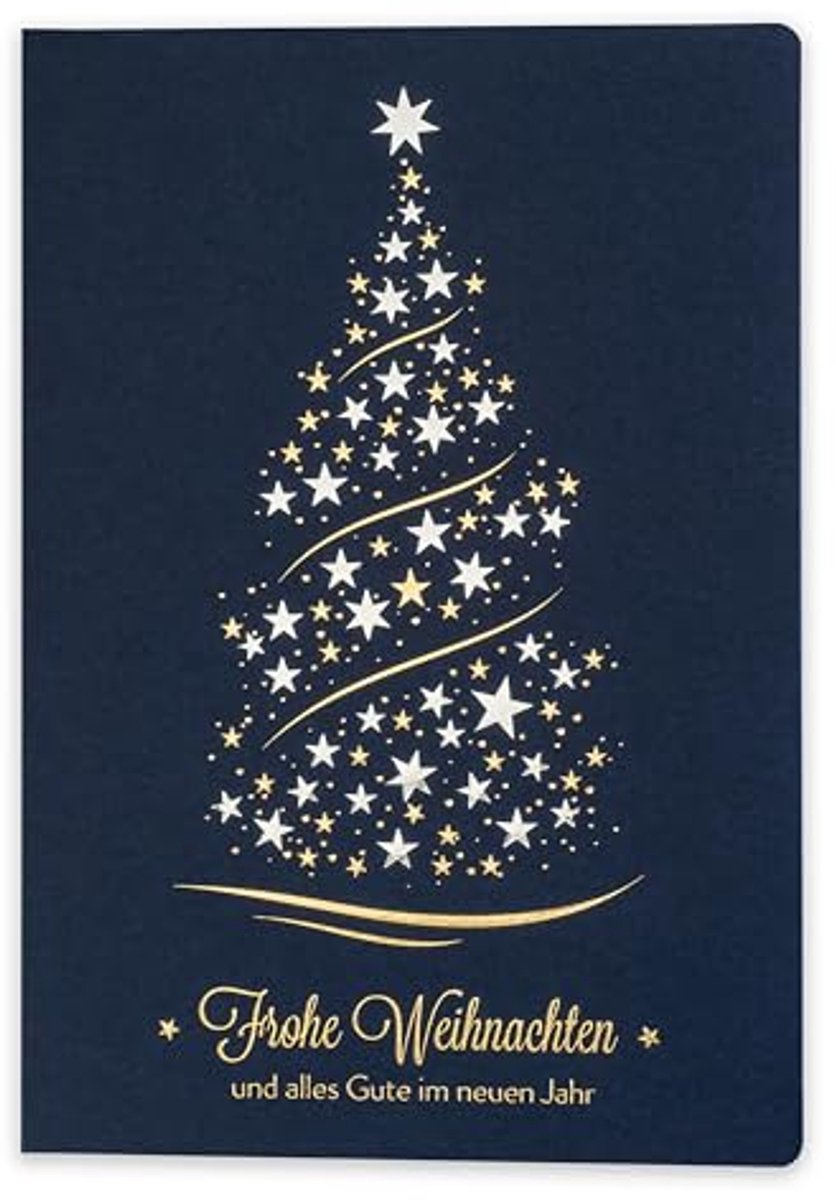 Exclusieve kerstkaarten set van 10 met vergulde kerstmotieven - 120 x 170 mm
