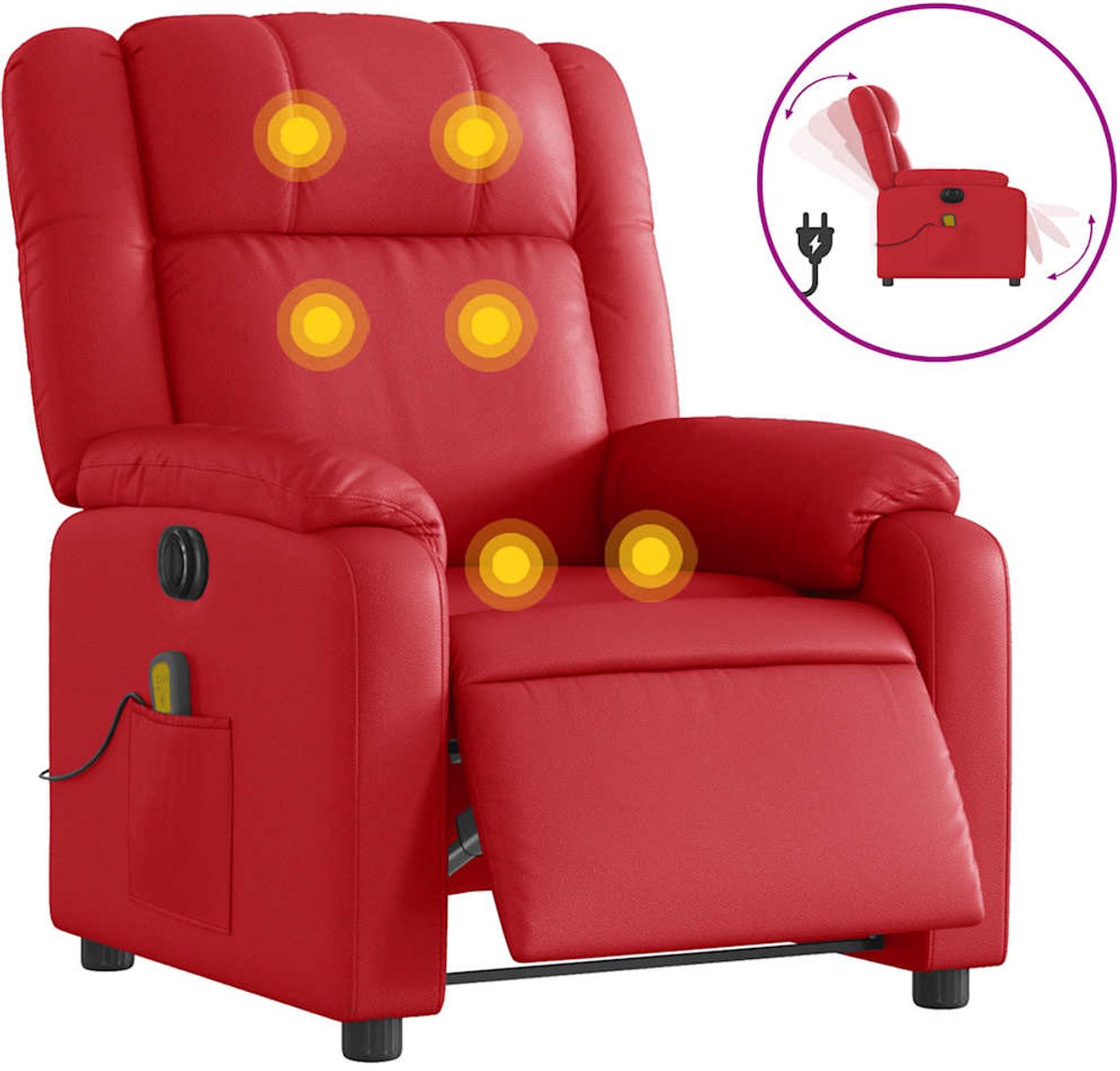 vidaXL Massagestoel - verstelbaar - elektrisch - kunstleer - rood