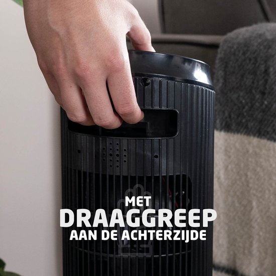 BREND BR-2222 Tour de Chauffage Électrique avec Flammes - Cheminée Décorative Autoportante - Fonction Ventilateur, Oscillation et Thermostat 18 à 45 °C - Zwart