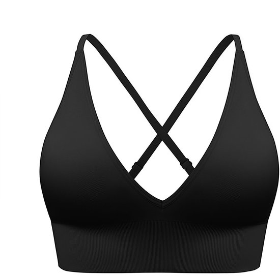 Foto: Classic sports bras adjustable shoulder strap bra seamless wirefree removable push up bra sleep bralette for workout yoga daily wear black s