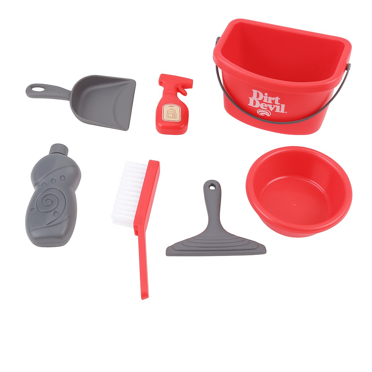 Dirt Devil Schoonmaak speelgoed – 7-delige Speelgoedset met Emmer, Borstel, Sprayfles, Schraper en Accessoires – Rollenspel Schoonmaakset voor Kinderen vanaf 3 Jaar