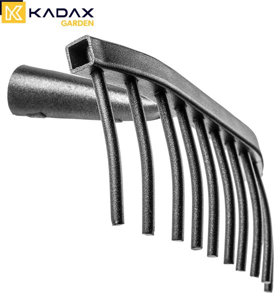 KADAX Tuinhark van staal, steenhark, hark zonder steel, robuuste rekenkop, hark, tuingereedschap (rechthoekig, 10 tanden) van KADAX — afbeelding 2