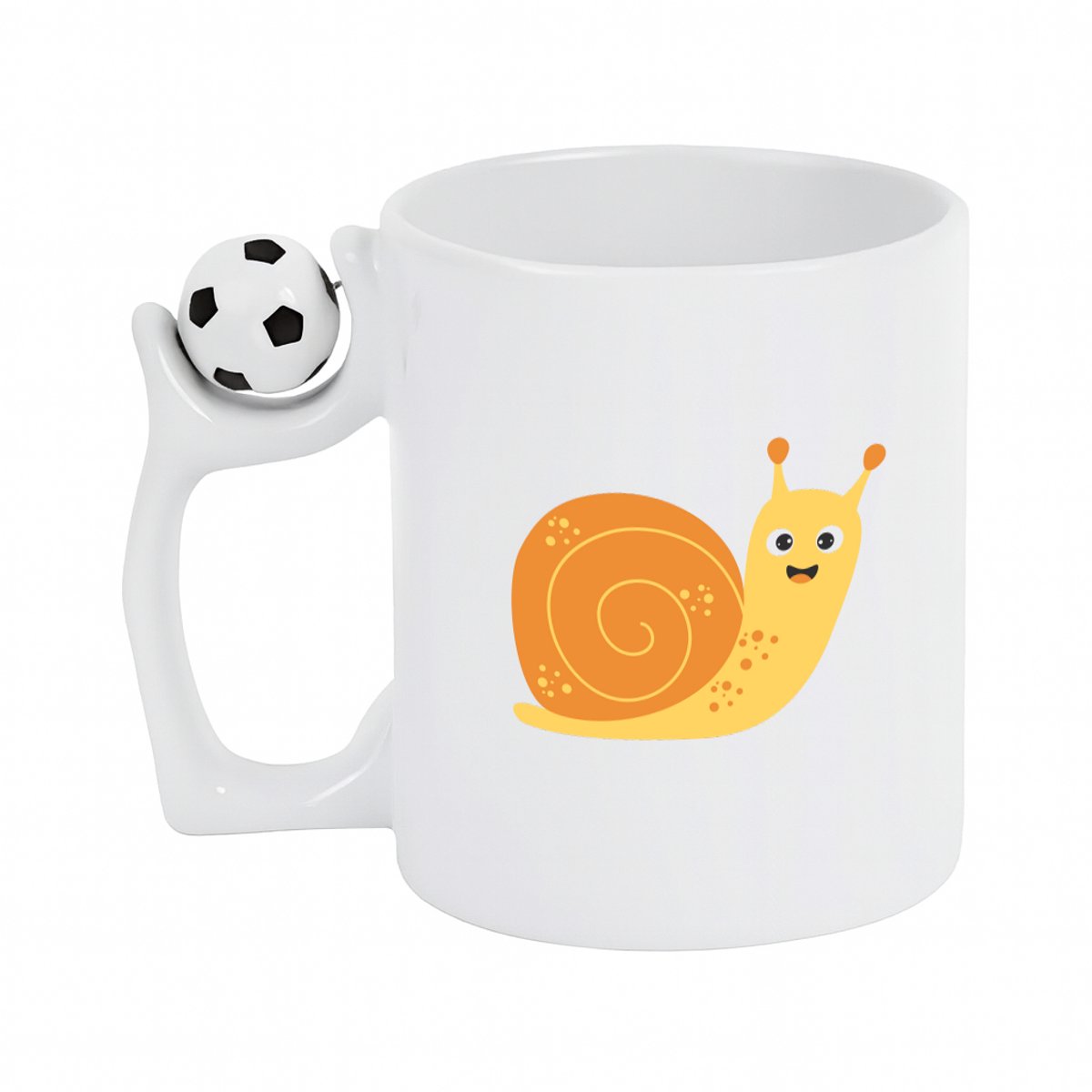 Hacebo® - Slakken koffiebeker met voetbal wit - Insecten - Dieren liefhebbers - thee mok - koffie beker - dieren - weekdieren - koffiemok - 330 ML