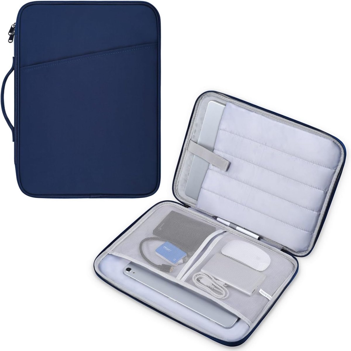 13 inch laptoptas, beschermhoes voor tablet met handvatvak - donkerblauw