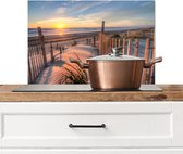 Spatscherm keuken 70x50 cm - Kookplaat achterwand Strand - Natuur - Zonsondergang - Muurbeschermer - Spatwand fornuis - Hoogwaardig aluminium