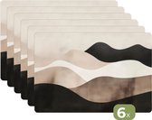 Napperons - 6 pièces - 45x30 cm - Set de table en plastique - Abstrait - Paysage - Vagues - Couleur crème - Dessous de Assiettes - Décoration de table - Accessoires de décoration de table de Cuisine - Dessous de verre en Vinyl - Décoration de table