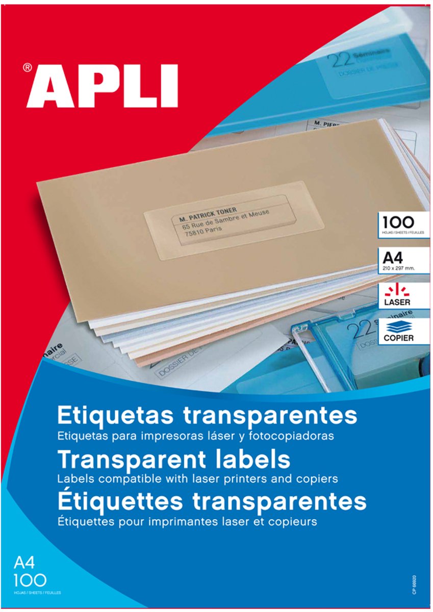 APLI weerbestendige etiketten, transparant