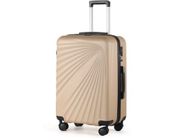 TAN.TOMI Hardcase Reiskoffer ABS - 24 inch (42 × 26 × 66 cm, 65 L) - Lichtgewicht Ruimbagage Trolley met 3‑cijferig Cijferslot & Wielen - Champagne