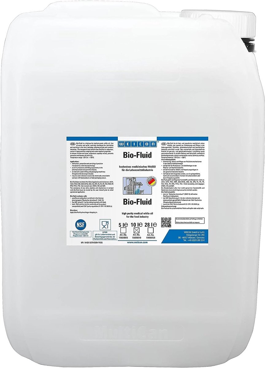 WEICON Bio-Vloeistof – 10 L Witte Witolie – Waterheldere Smeerolie