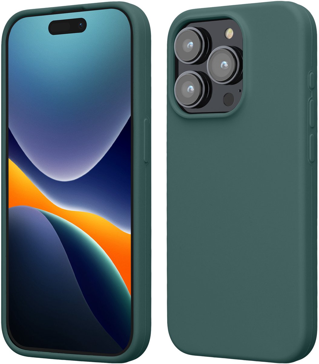 kwmobile Case voor iPhone 15 Pro - Slank TPU-Hoesje met Zachte Afwerking - In blauwgroen