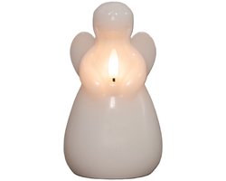 foto van Anna's Collection LED kaars engel - wit - 14 x 8 cm - met timer - op batterijen - kerst - kerstkaarsen
