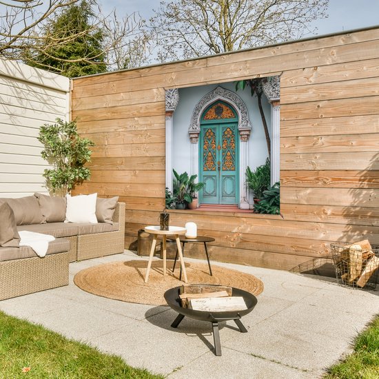 Affiche de jardin 100x100 cm - Décoration de jardin Porte - Motifs - Plantes - Affiche pour le jardin - Décoration extérieure - Tableau de jardin clôture - Décoration murale sur toile de jardin - Décoration murale sur toile de balcon