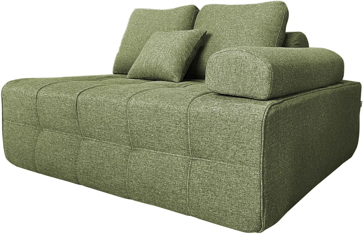 Oviala - Linkerfauteuil bij modulaire stoffen bank met groene L 140 cm - Snuggy