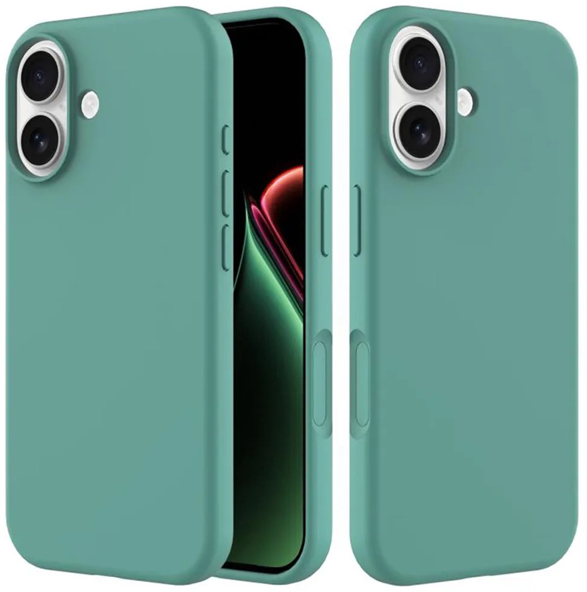 MobyDefend Hoesje - Geschikt voor iPhone 17 - Matte Siliconen Backcover - Groen