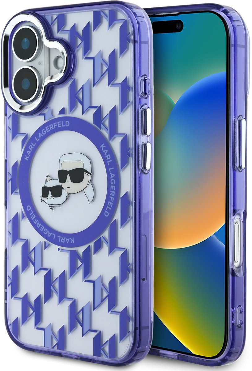 Karl Lagerfeld Back cover - iPhone 16 - Paars - MagSafe ondersteuning - Schokbestendig