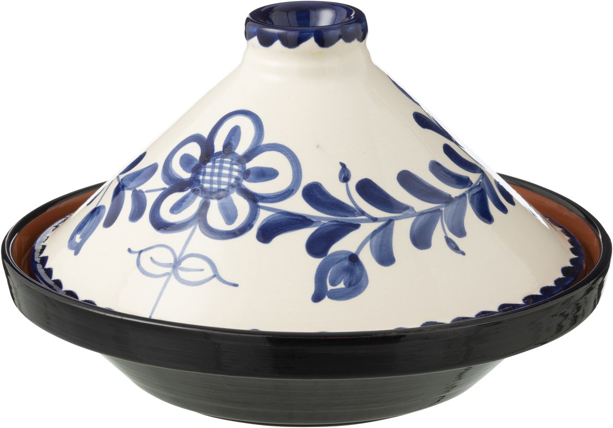 J-Line tajine Granada - keramiek - wit/blauw