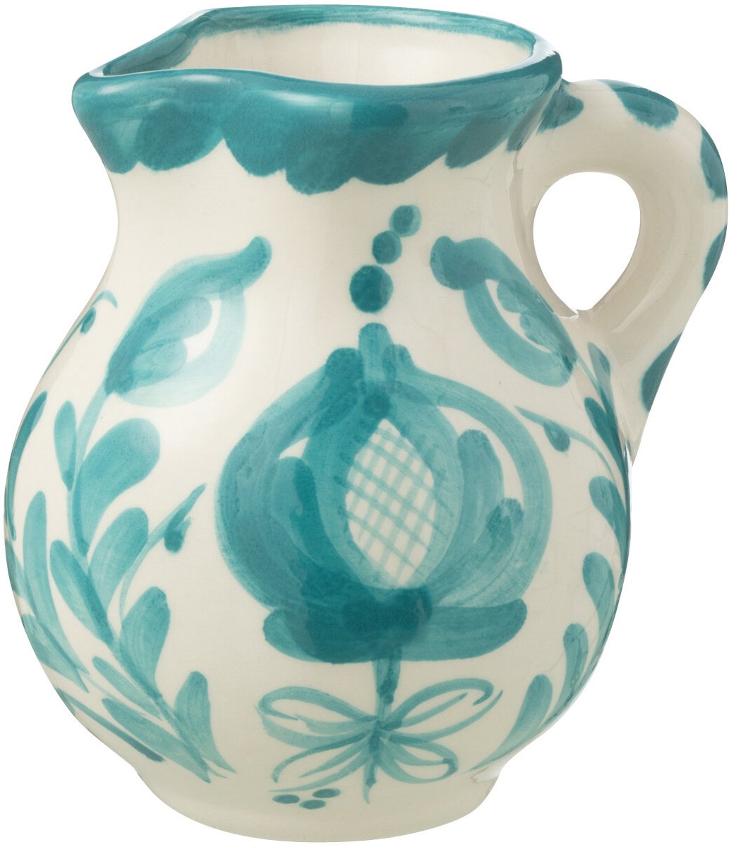 J-Line kruik Granada - keramiek - wit/aqua - small