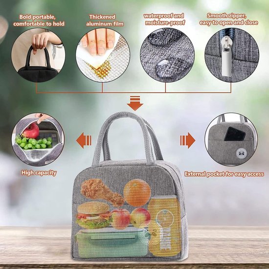 Picnic Bag - Vouwbare Geïsoleerde Tas - Thermo Tas voor Volwassenen - Studenten en Kinderen - Mini Koeltas voor Picknick - Set van 2 van Adoture — afbeelding 5