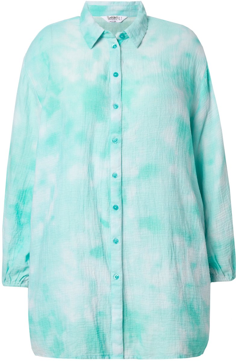 Angel of Style - Dames - Mousseline overhemdblouse batikpatroon - Turquoise groen - Maat 46