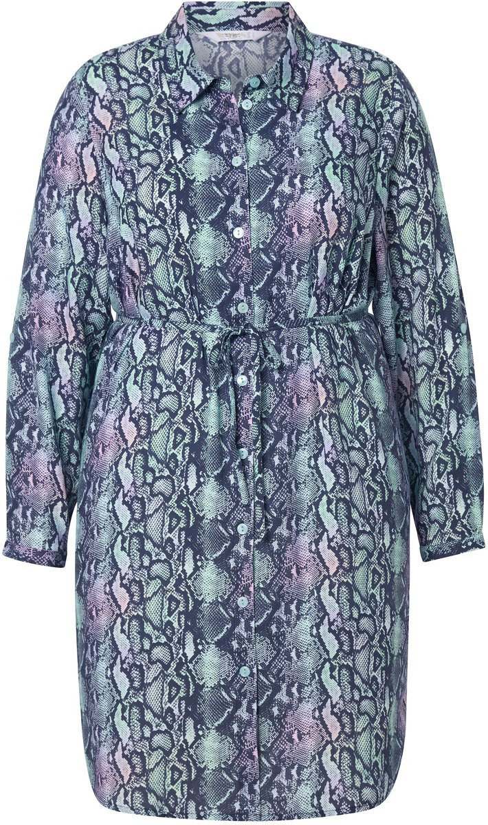 Angel of Style - Dames - Overhemdblouse slangenpatroon lange mouwen - Ijsblauw - Maat 42