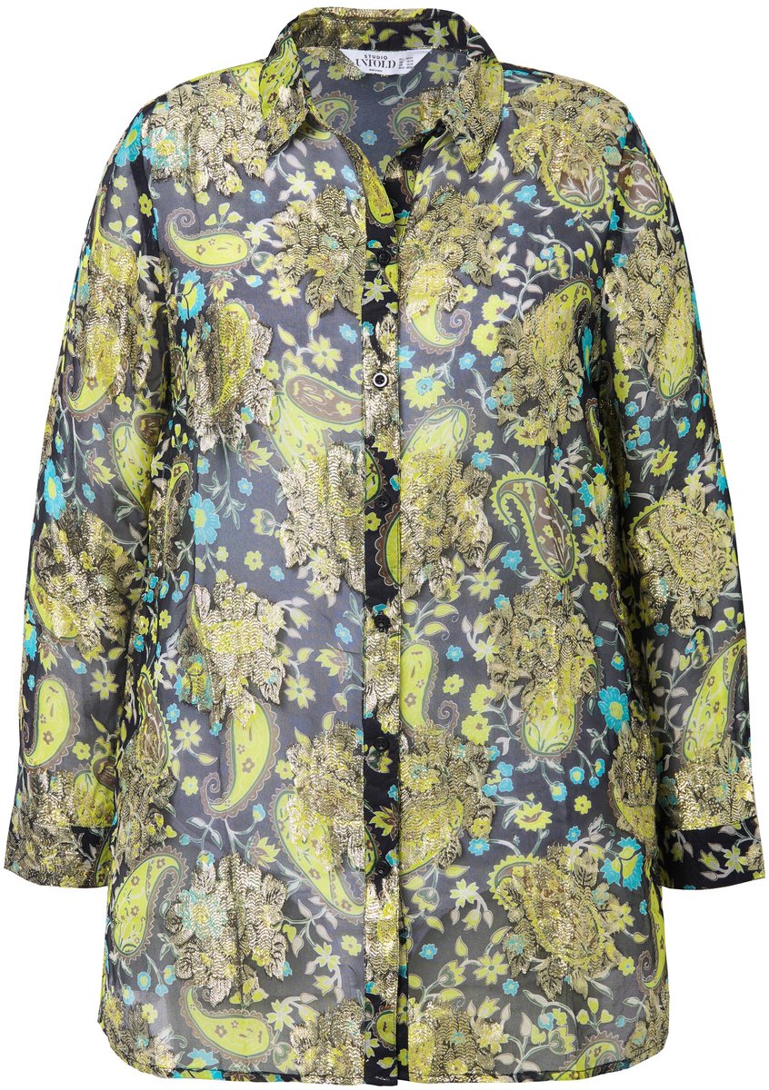 Studio Untold - Dames - Overhemdblouse boxy model paisleyprint - Zwart - Maat 54+