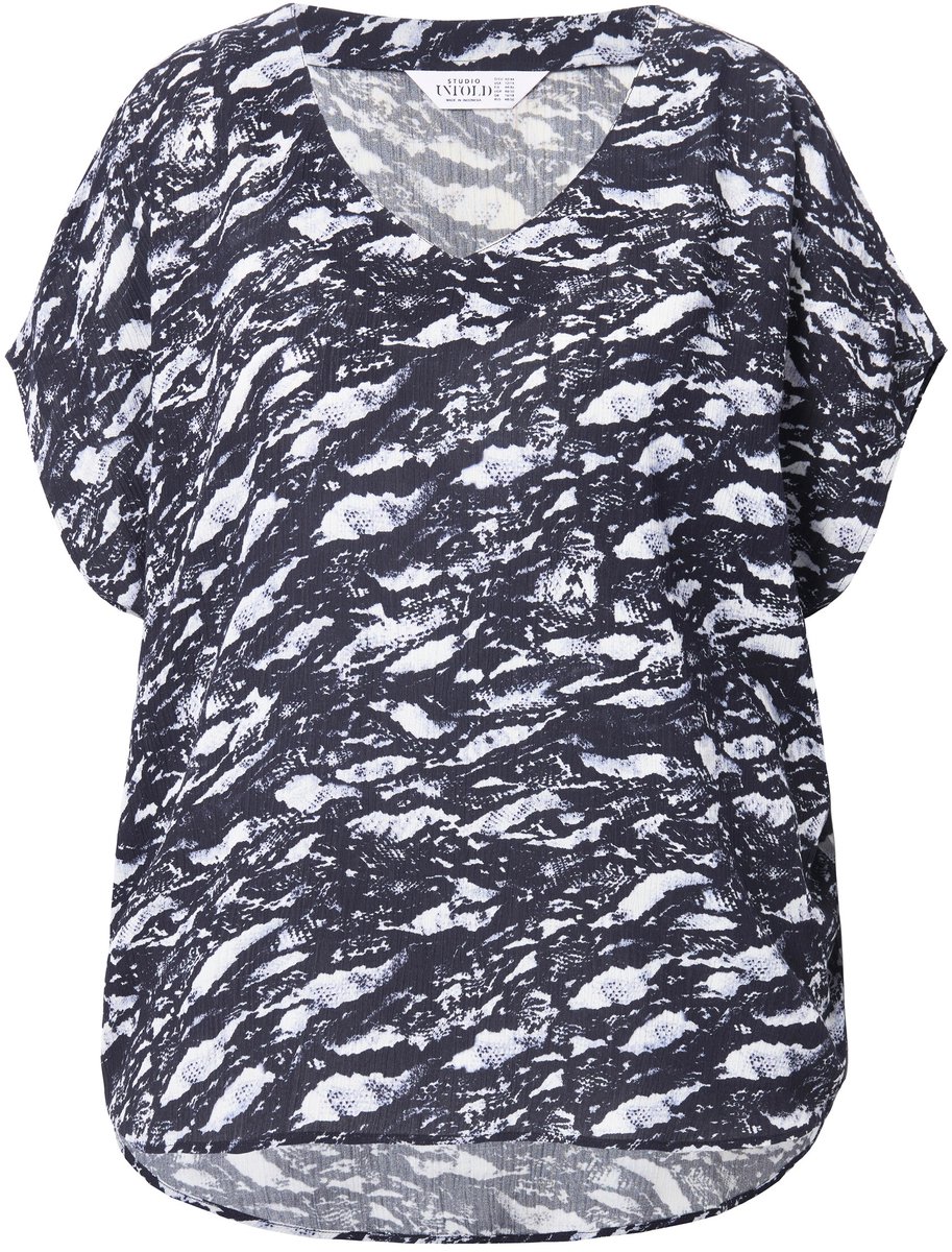 Studio Untold - Dames - Overhemdblouse oversized all-over print - Zwart - Maat 46+