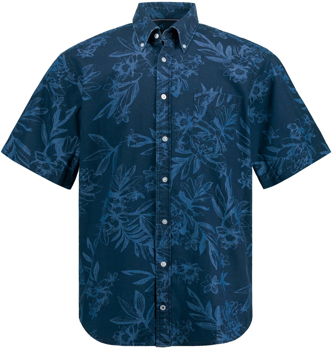 JP 1880 - Heren - Overhemd korte mouwen button-down kraag moderne pasvorm - Donkermarine - Maat XL