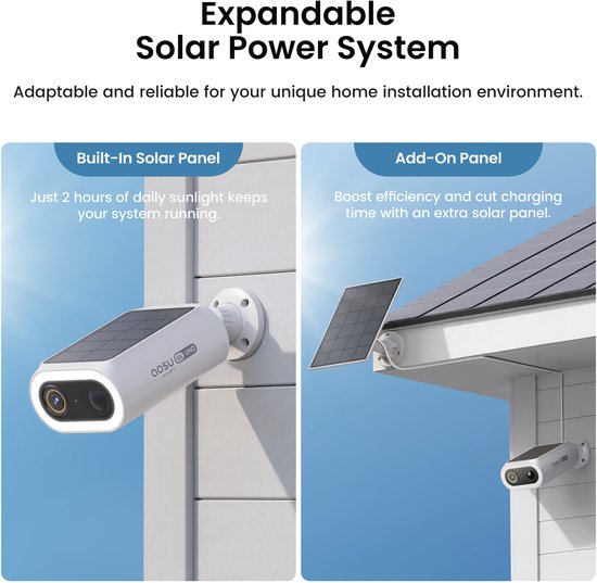 AOSU 4K SolarCam P1 Max - 4 Beveiligingscamera's - Gezichtsherkenning - Zonne-energie - 2-Weg Audio — afbeelding 5