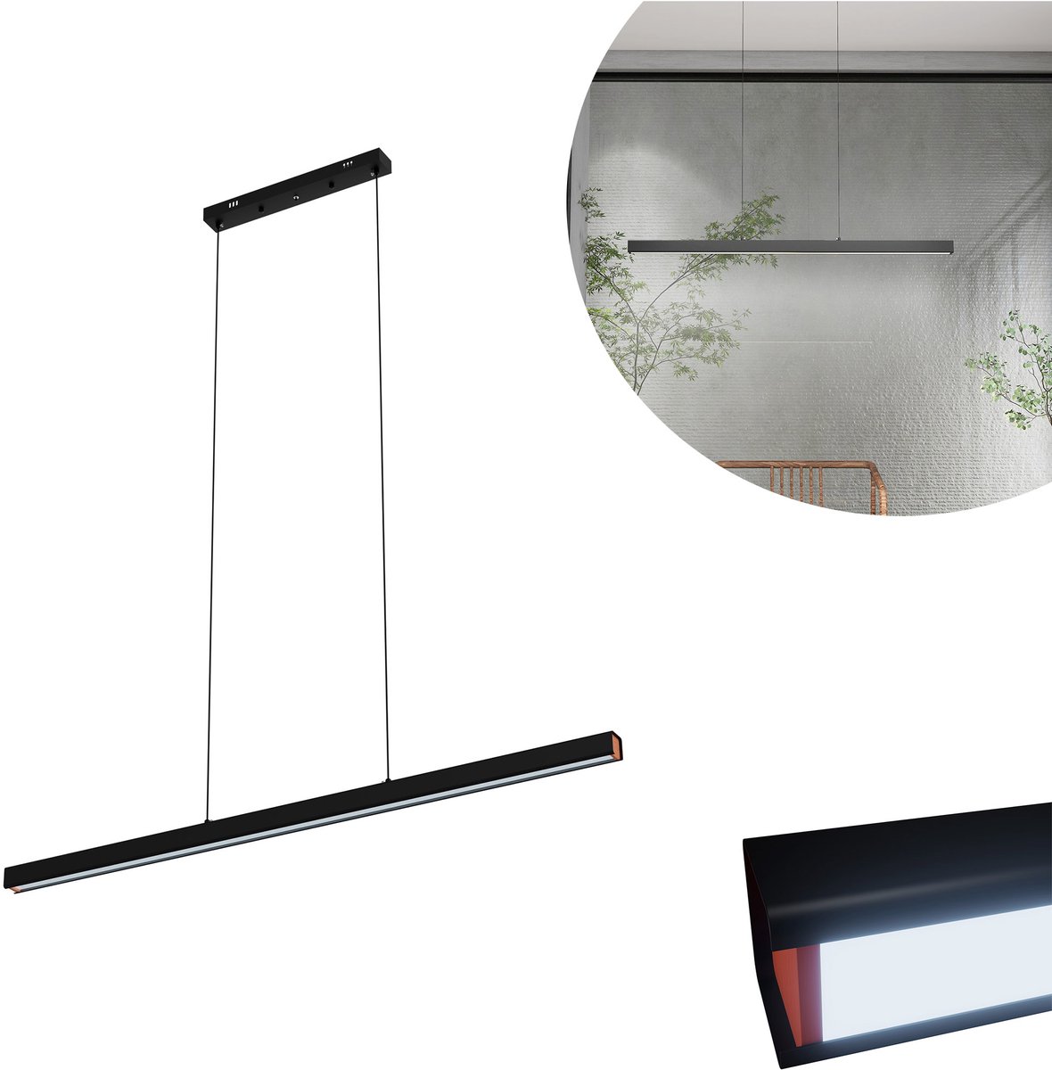 MODERNE LED PENDELLEUCHTE 48W KALTWEISS HÖHENVERSTELLBAR HÄNGELEUCHTE HÄNGELAMPE LINEARE DESIGN ESSZIMMERLAMPE DECKENLAMPE FÜR WOHNZIMMER, ESSZIMMER, KÜCHE, SCHLAFZIMMER, BÜRO