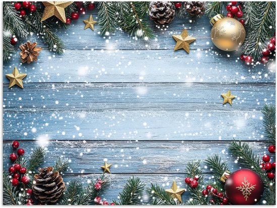 Poster 120x90 cm - Kerstomlijsting - Sneeuw - Meerkleurig - Posters - Kamer decoratie - Wanddecoratie woonkamer - Muurdecoratie slaapkamer - Kerstversiering - Kerstdecoratie voor binnen - Kerstmis