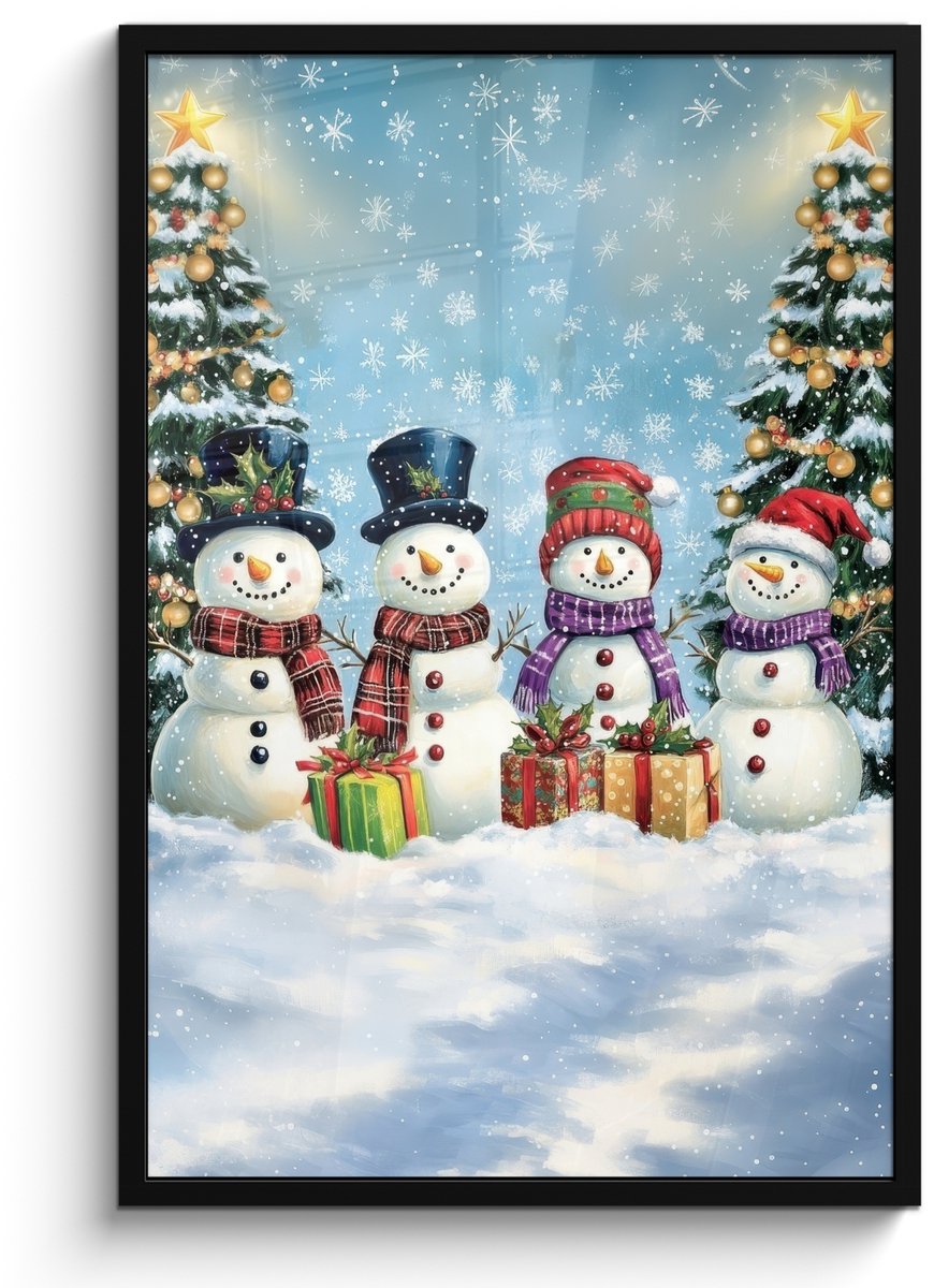 FrameYourWall Poster in lijst - Fotolijst 60x90 cm - Posters - Vrolijk - Sneeuw - Kleurrijk - Posterlijst zwart - Decoratie - Wanddecoratie woonkamer - Muurdecoratie slaapkamer
